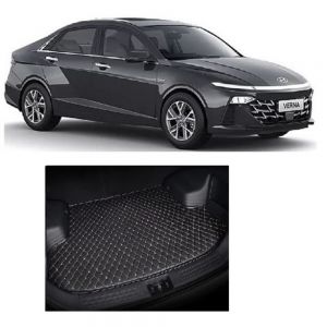 7D Car Trunk/Boot/Dicky PU Leatherette Mat for Verna 2023  - Black